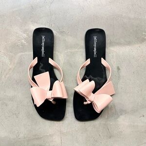 Jeffrey Campbell nude pink bow flat sandals